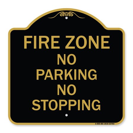 Signmission Designer Series Sign-No Parking No Stopping, Black & Gold Aluminum Sign, 18" x 18", BG-1818-23703 A-DES-BG-1818-23703